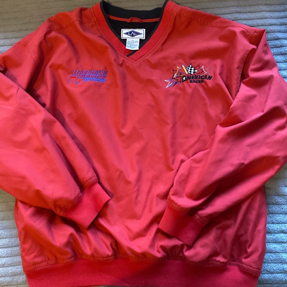 American Racer Hawkeye Downs LAL red pullover windbreaker XL
